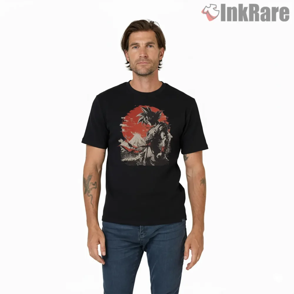 Goku Red Moon Wanderer Landscape Shirt on black short sleeve shirt for men graphic tee