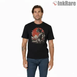 Goku Red Moon Wanderer Landscape Shirt on black short sleeve shirt for men graphic tee