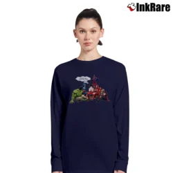 Women’s Goku Saved The World Funny Dragon Ball Avengers Long-Sleeve Top in navy | Sleek, Versatile, All-Season