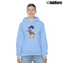 Women’s Goku Smoking Funny Dragon Ball Cozy Hoodie in light blue | Warm, Structured, Stylish