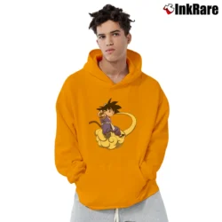 Men’s Goku Smoking Funny Dragon Ball Pullover Hoodie in orange | Cozy, Durable, Modern Fit