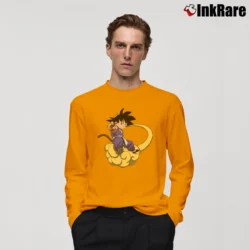 Men’s Goku Smoking Funny Dragon Ball Long-Sleeve Shirt in orange | Sleek, Lightweight, Year-Round Wear