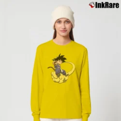 Women’s Goku Smoking Funny Dragon Ball Long-Sleeve Top in yellow | Sleek, Versatile, All-Season