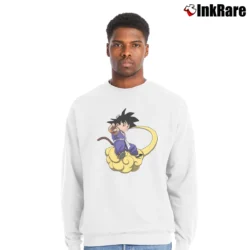 Men’s Goku Smoking Funny Dragon Ball Crewneck Sweatshirt in white | Cozy Fabric, Clean Style