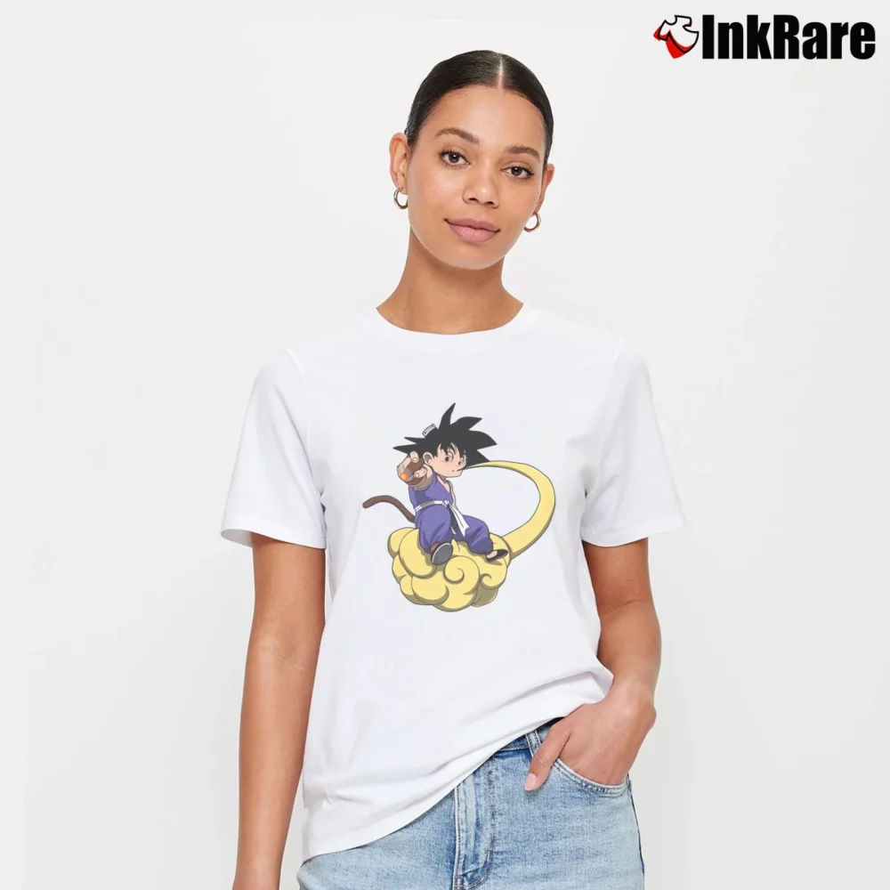 Women’s Goku Smoking Funny Dragon Ball Signature T-Shirt in white | Soft, Flattering Fit