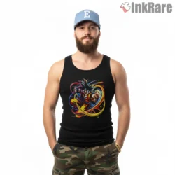 Goku Spiraling Rainbow Energy Rush Shirt on black tank top for men graphic tee
