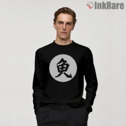 Goku Training Kanji Emblem Shirt on black long sleeve shirt for men graphic tee