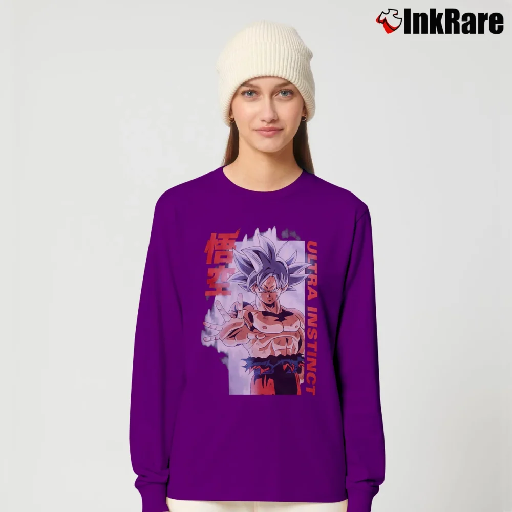 Women’s Goku Ultra Instinct Dragon Ball Super Long-Sleeve Top in purple | Sleek, Versatile, All-Season