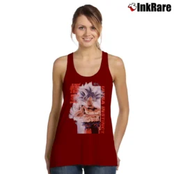 Women’s Goku Ultra Instinct Dragon Ball Super Tank Top in maroon | Lightweight, Movement-Friendly