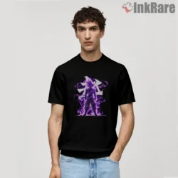 Goku Ultra Instinct Purple Storm Aura Shirt on black short sleeve shirt for men graphic tee