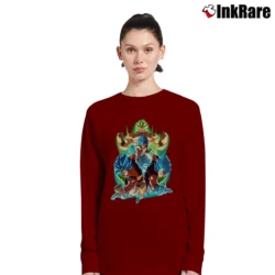 Women’s Goku Vegeta Gogeta Broly Dragon Ball Saiyan Long-Sleeve Top in maroon | Sleek, Versatile, All-Season