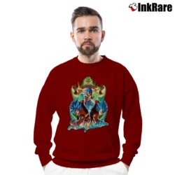 Men’s Goku Vegeta Gogeta Broly Dragon Ball Saiyan Crewneck Sweatshirt in maroon | Cozy Fabric, Clean Style