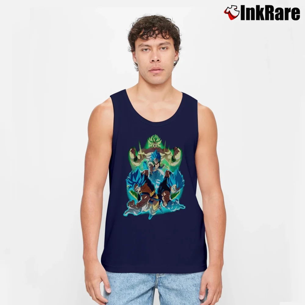 Men’s Goku Vegeta Gogeta Broly Dragon Ball Saiyan Tank Top in navy | Breathable, Active-Friendly Design