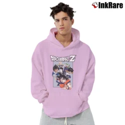 Men’s Goku Vegeta Gohan Piccolo Krillin Dragon Ball Z Graphic Pullover Hoodie in light pink | Cozy, Durable, Modern Fit