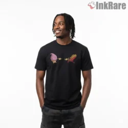 Goku Vs Buu Playful Beam Duel Scene Shirt on black short sleeve shirt for men graphic tee