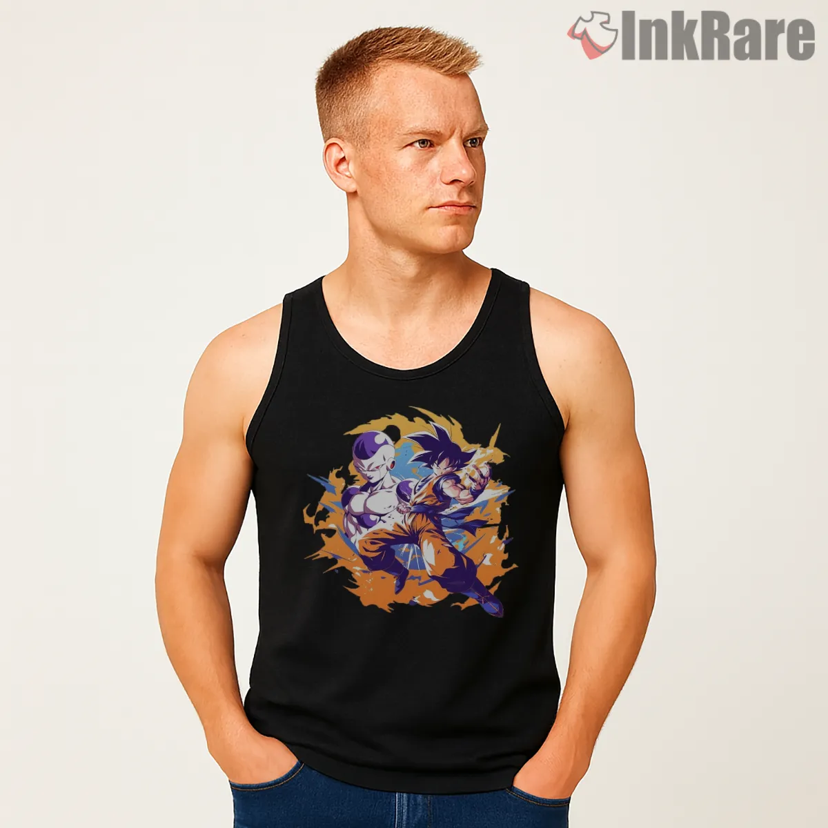 Goku Vs Frieza Clash Burst Duo Tank Top Black Goku Vs Frieza Clash Burst Duo Shirt on black tank top for men graphic tee