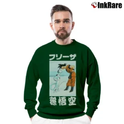 Men’s Goku Vs Frieza Dragon Ball Z Battle Crewneck Sweatshirt in forest green | Cozy Fabric, Clean Style
