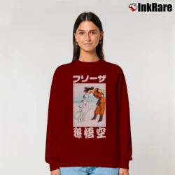 Women’s Goku Vs Frieza Dragon Ball Z Battle Relaxed Sweatshirt in maroon | Soft, Laid-Back Vibe