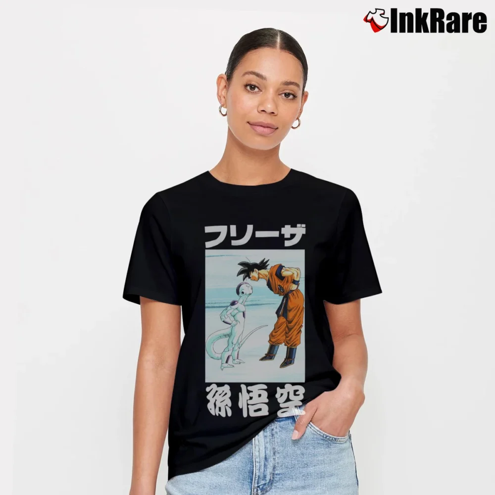 Women’s Goku Vs Frieza Dragon Ball Z Battle Signature T-Shirt in black | Soft, Flattering Fit