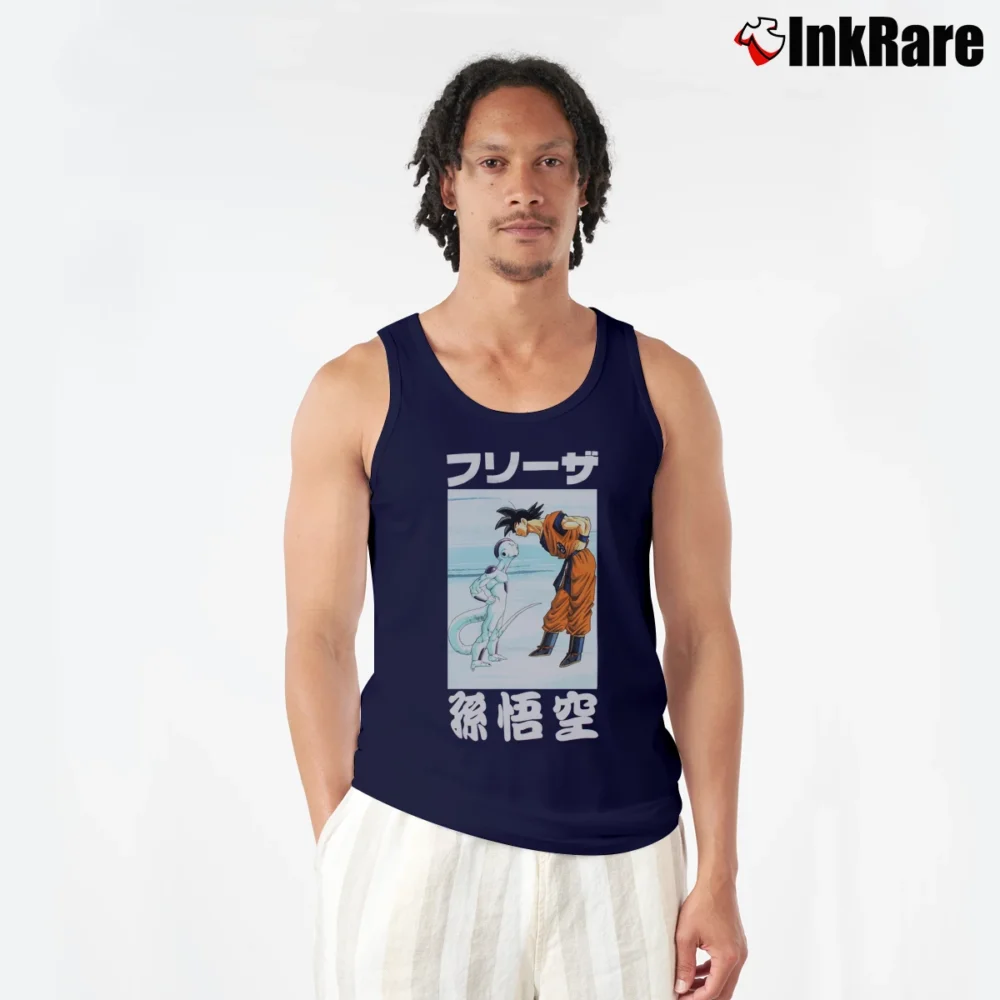 Men’s Goku Vs Frieza Dragon Ball Z Battle Tank Top in navy | Breathable, Active-Friendly Design