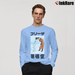 Men’s Goku Vs Frieza Dragon Ball Z Classic Battle Long-Sleeve Shirt in light blue | Sleek, Lightweight, Year-Round Wear