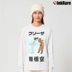 Women’s Goku Vs Frieza Dragon Ball Z Classic Battle Long-Sleeve Top in white | Sleek, Versatile, All-Season