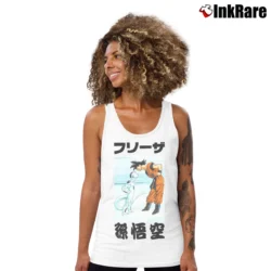 Women’s Goku Vs Frieza Dragon Ball Z Classic Battle Tank Top in white | Lightweight, Movement-Friendly