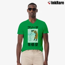 Men’s Goku Vs Frieza Dragon Ball Z Classic Battle V-Neck Tee in irish green | Sharp, Breathable, Everyday Staple