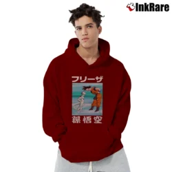 Men’s Goku Vs Frieza Staredown Dragon Ball Z Pullover Hoodie in maroon | Cozy, Durable, Modern Fit