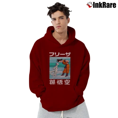 Goku Vs Frieza Staredown Dragon Ball Z Men’s Pullover Hoodie in maroon – Ultimate Warmth Men’s Goku Vs Frieza Staredown Dragon Ball Z Pullover Hoodie in maroon | Cozy, Durable, Modern Fit
