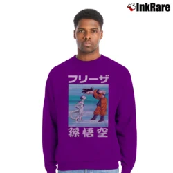 Men’s Goku Vs Frieza Staredown Dragon Ball Z Crewneck Sweatshirt in purple | Cozy Fabric, Clean Style