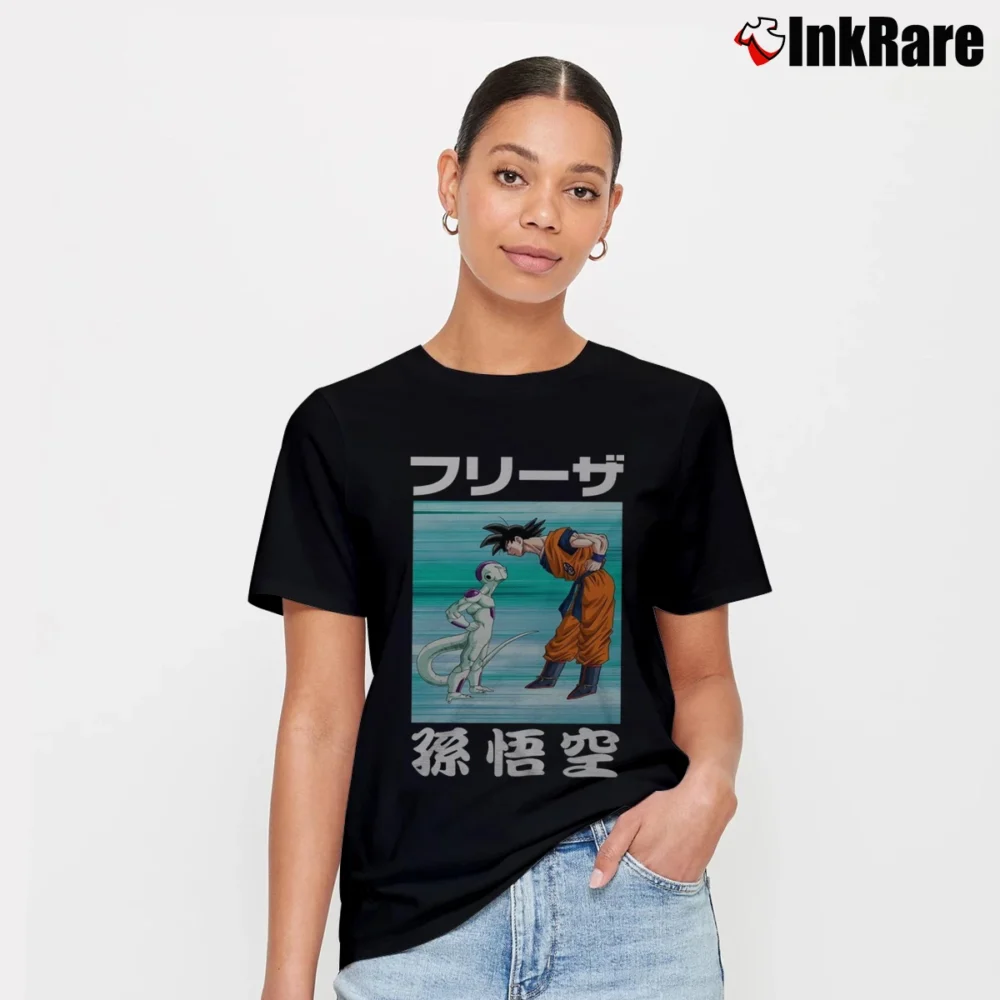 Women’s Goku Vs Frieza Staredown Dragon Ball Z Signature T-Shirt in black | Soft, Flattering Fit