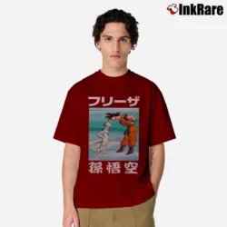 Men’s Goku Vs Frieza Staredown Dragon Ball Z Classic T-Shirt in maroon | Soft, Breathable Everyday Wear