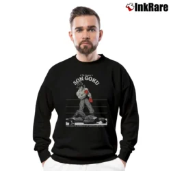 Men’s Goku Vs Superman Crossover Battle Crewneck Sweatshirt in black | Cozy Fabric, Clean Style