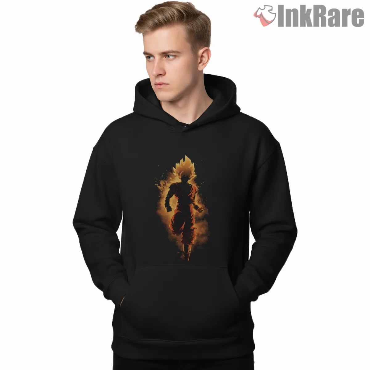 Goku Walking Into Fiery Ascension Hoodie Black Goku Walking Into Fiery Ascension Shirt on black hoodie for men graphic tee