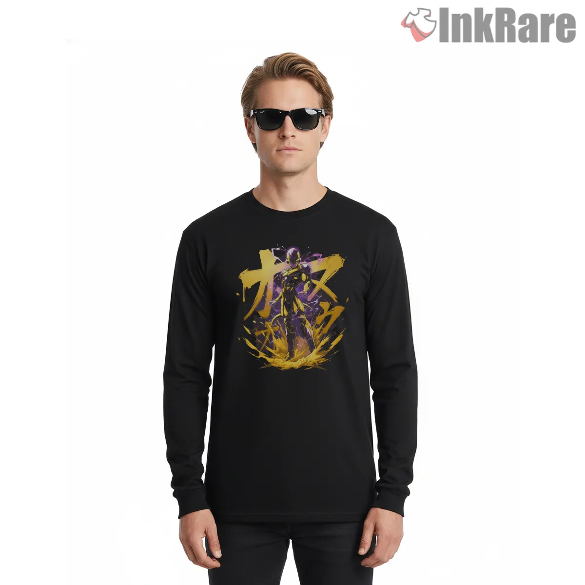 Golden Frieza Radiant Fury Splash Long Sleeve Black Golden Frieza Radiant Fury Splash Shirt on black long sleeve shirt for men graphic tee