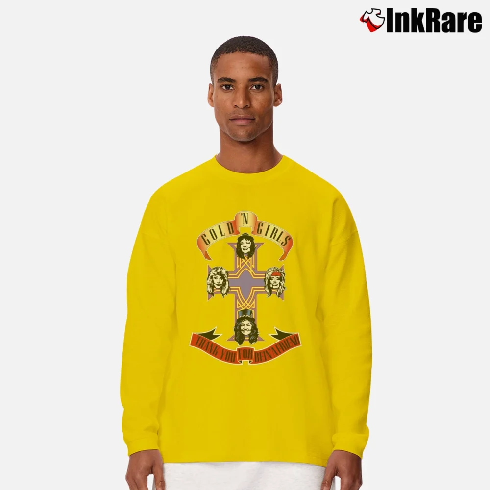 Men’s Golden Girls Guns N Roses Mashup Long-Sleeve Shirt in yellow | Sleek, Lightweight, Year-Round Wear