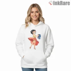 Golden Glam Dress Betty Boop Night Out Shirt on white hoodie for women graphic tee