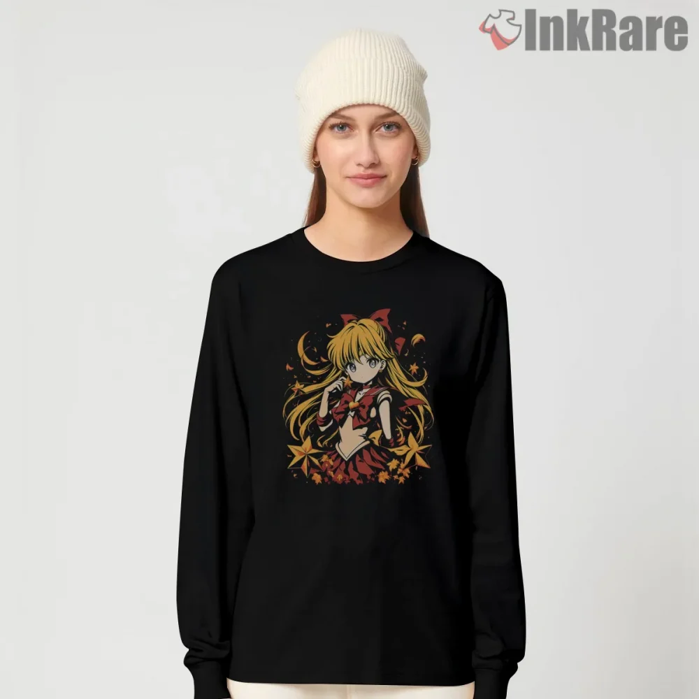Golden Star Venus Heroine Anime Shirt on black long sleeve shirt for women graphic tee