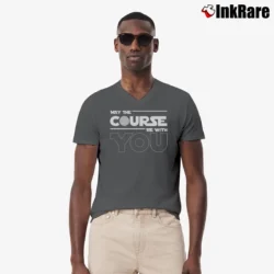 Men’s Golf May The Course Be With You V-Neck Tee in charcoal | Sharp, Breathable, Everyday Staple