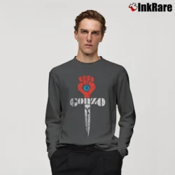 Men’s Gonzo Fist Counterculture Statement Long-Sleeve Shirt in charcoal | Sleek, Lightweight, Year-Round Wear