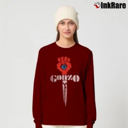 Women’s Gonzo Fist Counterculture Statement Long-Sleeve Top in maroon | Sleek, Versatile, All-Season