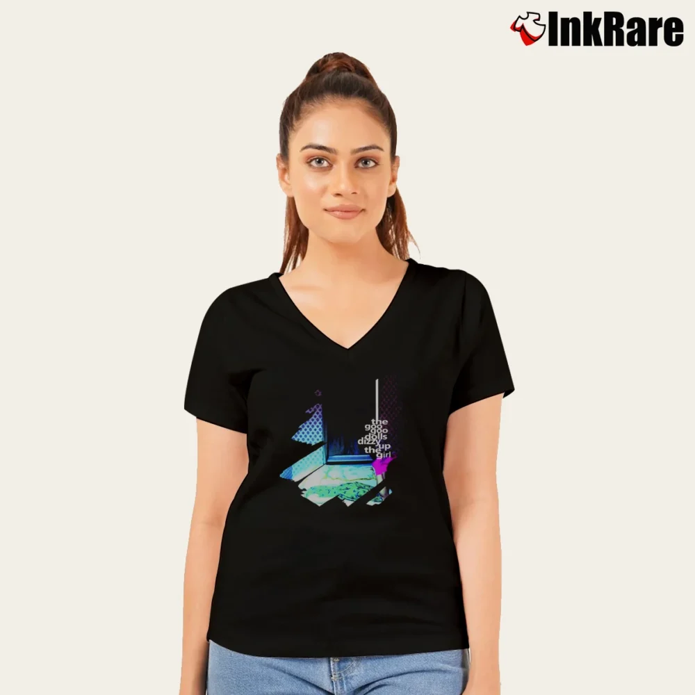 Women’s Goo Goo Dolls Dizzy Up The Girl V-Neck Tee in black | Chic Neckline, Soft Texture