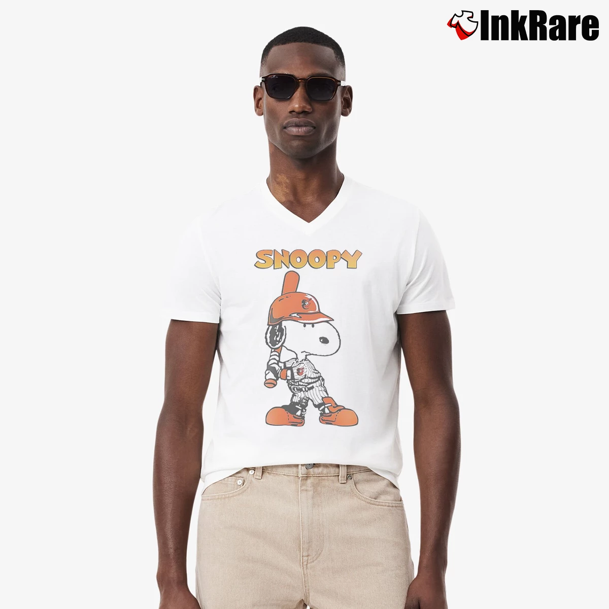 Good Baltimore Orioles Snoopy Player Men’s V-Neck Tee in white – Modern Essential Men’s Good Baltimore Orioles Snoopy Player V-Neck Tee in white | Sharp, Breathable, Everyday Staple