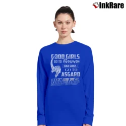Women’s Good Girls Go To Heaven Bad Girls Go To Asgard With Loki Long-Sleeve Top in royal blue | Sleek, Versatile, All-Season
