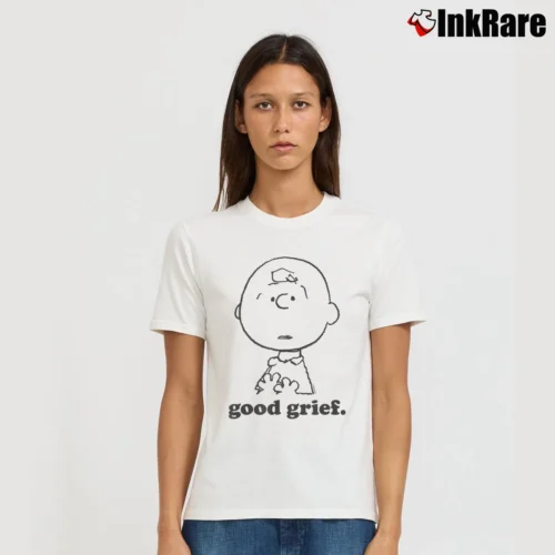 Good Grief Charlie Brown Face Women’s Tee in white – Effortless Style Women’s Good Grief Charlie Brown Face T-Shirt in white | Soft, Flattering Fit