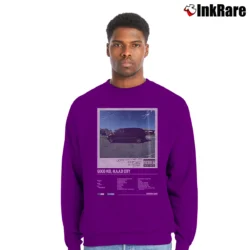 Men’s Good Kid Maad City Album Kendrick Lamar Crewneck Sweatshirt in purple | Cozy Fabric, Clean Style