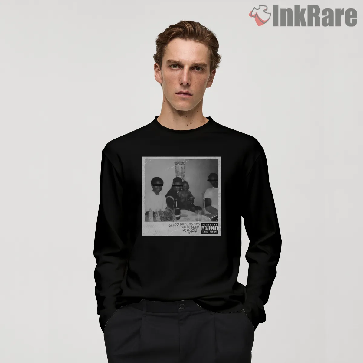 Good Kid Maad City Alternative Black And White Cover Long Sleeve Black Good Kid Maad City Alternative Black And White Cover Shirt on black long sleeve shirt for men graphic tee