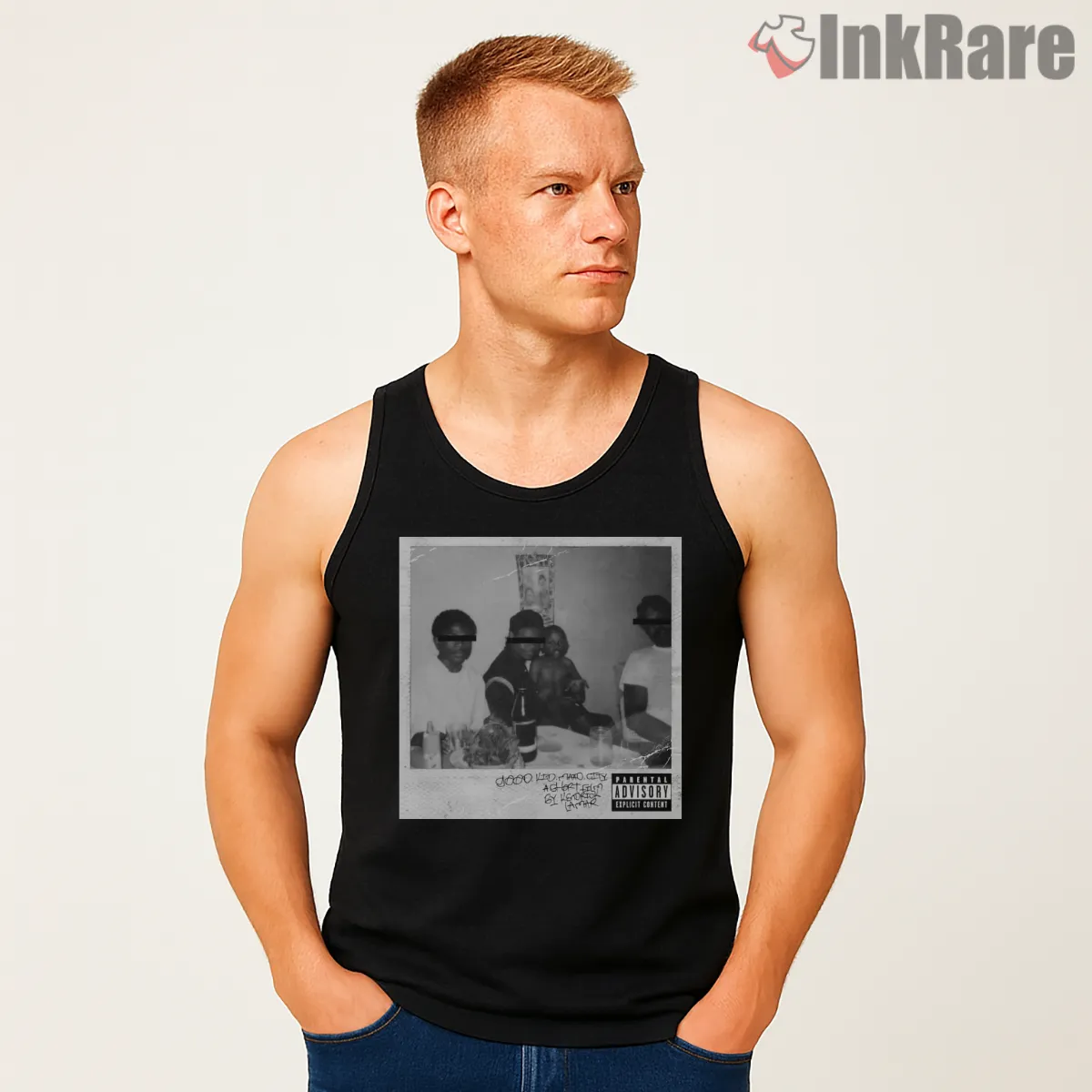Good Kid Maad City Alternative Black And White Cover Tank Top Black Good Kid Maad City Alternative Black And White Cover Shirt on black tank top for men graphic tee