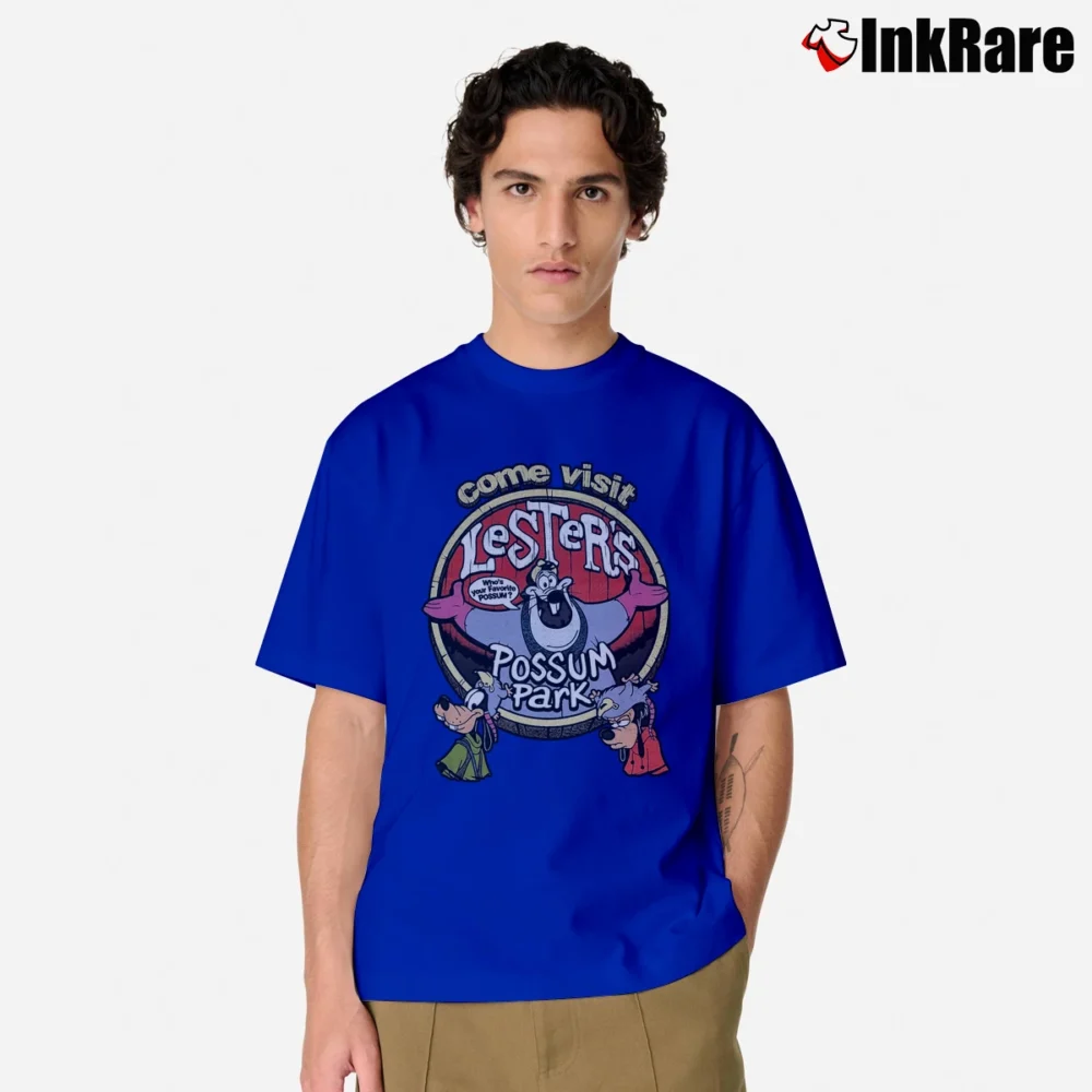 Men’s Goofy Movie Disney Lester's Possum Park Classic T-Shirt in royal blue | Soft, Breathable Everyday Wear